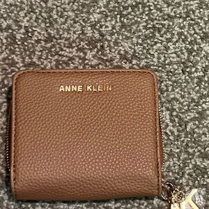 Anne Klein Tan Leather Wallet with Gold Charm
